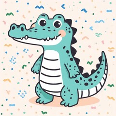Cute Crocodile Cartoon Illustration