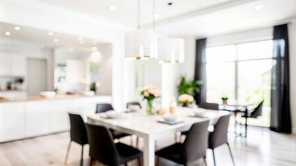 Dining Room Blur - Blurred dining area with a table, chairs, and decor in a home setting.
