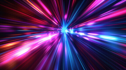 Abstract neon light streaks in motion, creating vibrant colorful patterns and futuristic visual textures in a dazzling high-speed effect.
