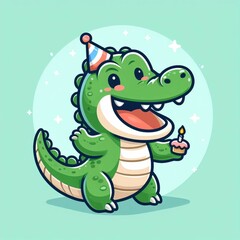 Fototapeta premium Cute Crocodile Cartoon Illustration