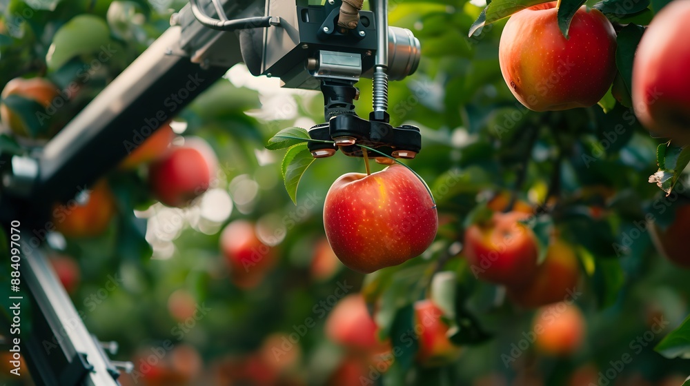 Aufkleber ai-driven robotic harvesters efficiently picking ripe fruits in a high-tech orchard