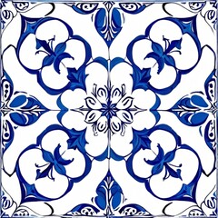 Vector image of colorful Moroccan, Portuguese tiles, azulejo with ornament. AI generation.
