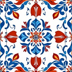 Vector image of colorful Moroccan, Portuguese tiles, azulejo with ornament. AI generation.
