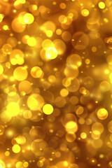 Obraz premium A vibrant, golden bokeh background with glowing circular lights, perfect for festive, celebratory, or holiday-themed designs and decorations.
