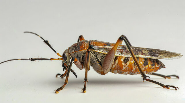 Macro Shot of Squash Bug on White Background