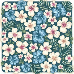 Illustrated Tropical Floral Pattern