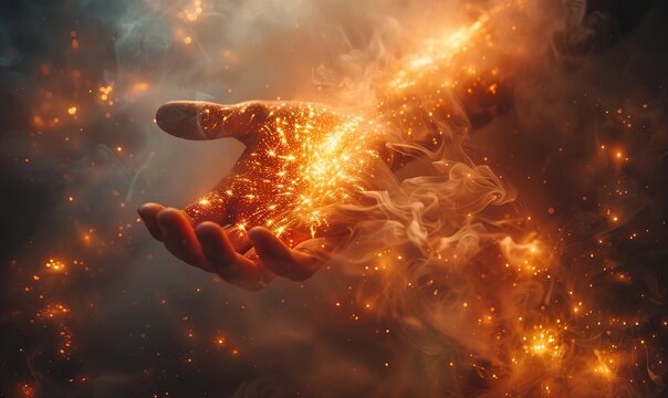 Hand reaching for God in the concept of redemption and salvation.
