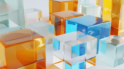 Colorful Glass Cubes Still Life