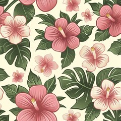 Obraz premium Vintage Hawaiian Floral Pattern