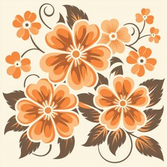 Obraz premium Vintage Orange Floral Illustration