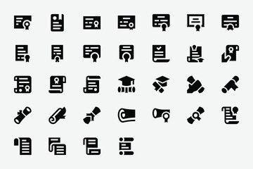 Certificates And Diplomas Solid Icons