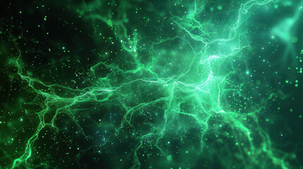 A vibrant and dynamic green abstract background with energy wave patterns, perfect for technology, digital art, and futuristic designs.