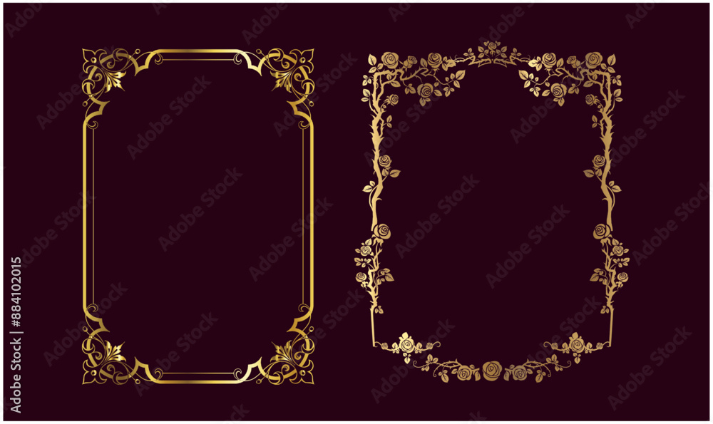 Wall mural ectangle rainbow floral frame template set. pride month frame border design element. vector art with