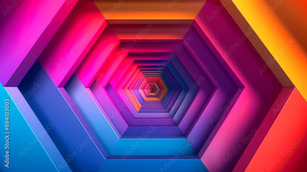 Aufkleber a striking geometric passage with technical symmetrical lines. abstract background with multi-colore