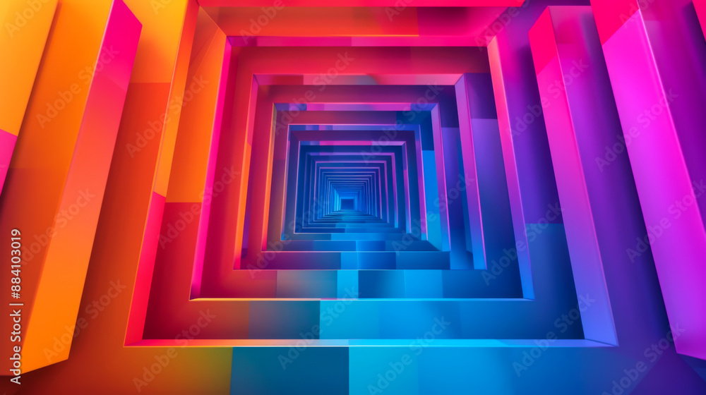 Aufkleber a striking geometric passage with technical symmetrical lines. abstract background with multi-colore