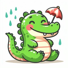 Naklejka premium Cute Crocodile Cartoon Illustration