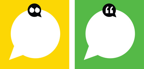 Modern Speech Bubble Quote Template Set. Editable Colorful Motivational and Inspirational Blank Bubble Frame for opportunities with Quotation Marks and Copy Space for Quotes. Isolated Stock Vector