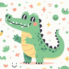 Cute Crocodile Cartoon Illustration