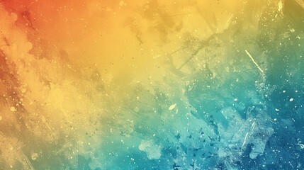 Obraz premium This abstract art piece showcases a vibrant gradient with warm red and yellow tones blending into cool blue and green, highlighting the seamless transition of colors.