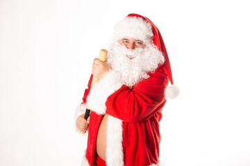 Bad Santa Claus with a baseball bat.