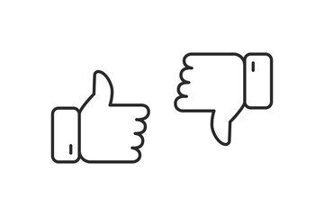Like and Dislike icon. Thumb up and down. 