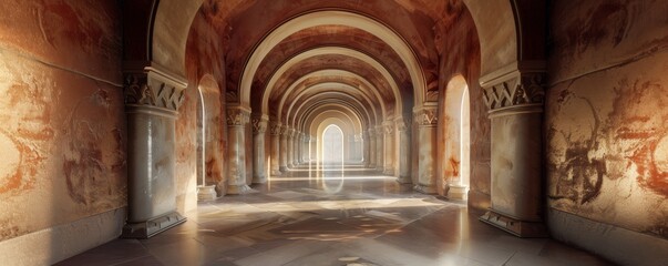 Background. Monumental architecture made of marble. Arches