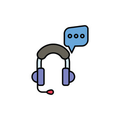 customer service color line icon with white background vector stock illustration