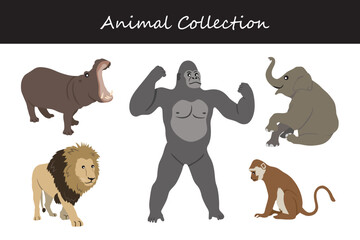 Animals collection. Flat style vector illustration.