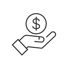 Donation free icon. Give money thin line vector illustration. Charity and Donation icon.