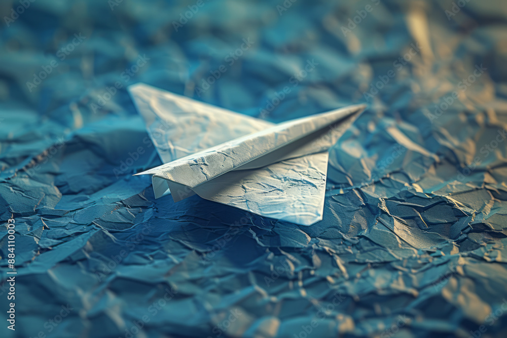 Poster an animation of a paper airplane navigating through a textured paper background, with the texture sp
