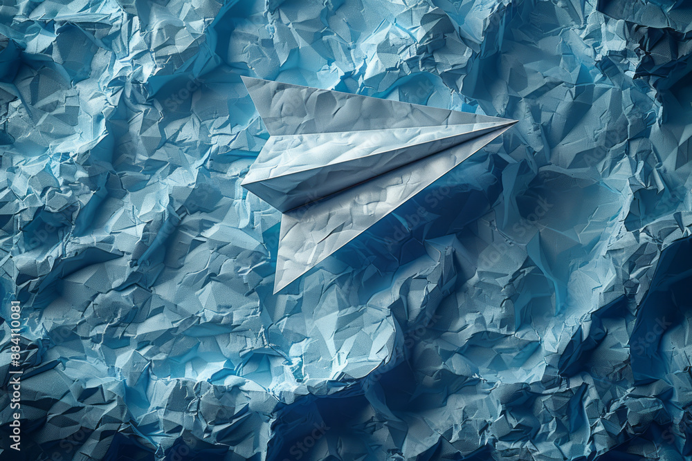 Poster an animation of a paper airplane navigating through a textured paper background, with the texture sp