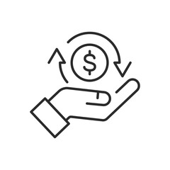 Cash back Icon. Cash rebate thin line vector icon.