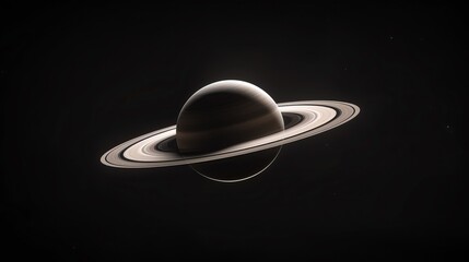 A dark yet luminous image of Saturn, depicting the planet with its rings casting shadows, providing an awe-inspiring view of the planet's intricate structure and ring system.