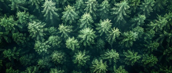 abundant green treetops in the foreground, blue sky in the background