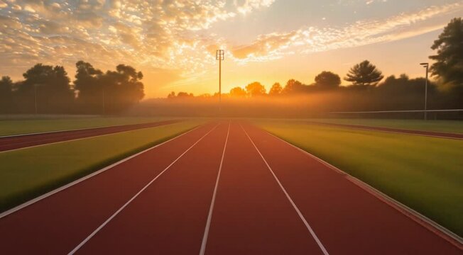 Running track scene, Take the video slowly, going around the object