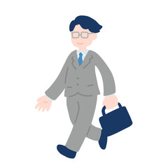 歩いているスーツ姿のビジネスパーソンのフラットなイラスト