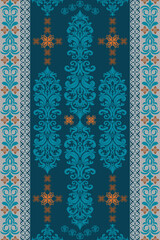 Damask seamless pattern EPS vector,Digital Moroccan,Arabic tale,Islamic pattern,Damask ikat ethnic of paisley and decorative floral branches.Indian motif background,floral embroidery for print,fabric