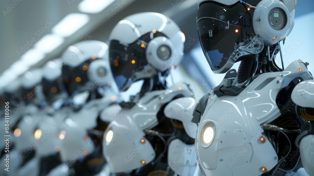 Poster capture a scene of robots installing advanced hvac systems, ensuring comfort and energy efficiency i