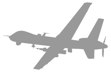 Silhouette of the UAV drone or Unmanned Aerial Vehicle, can use for Art Illustration, Logo Gram, Pictogram, Website, or Grahhic Design Element. Format PNG