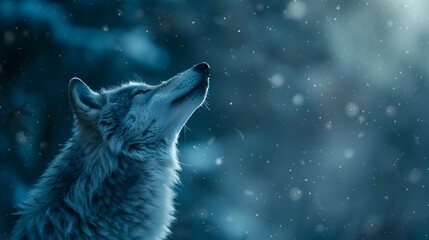 Regal Wolf Howling at the Snowy Winter Moon Symbolizing Strength and Wild Spirit