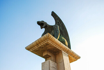 Valencia, Spain. Gothic figure on the Ponte de Regne. June 4, 2010