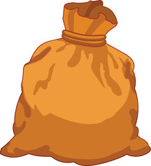 Full brown sack tied with rope is waiting to be opened