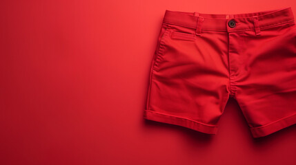 mockup red chino shorts, red background, Ai generated Images