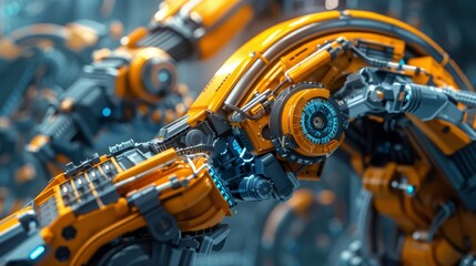 Capture the integration of AI in industrial design, with algorithms generating optimized designs and robots bringing them to life with precision.