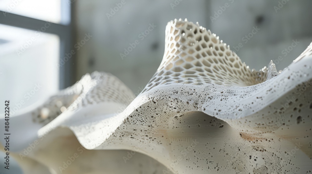 Poster capture the intricate details of 3d printing technology shaping concrete for architectural elements 