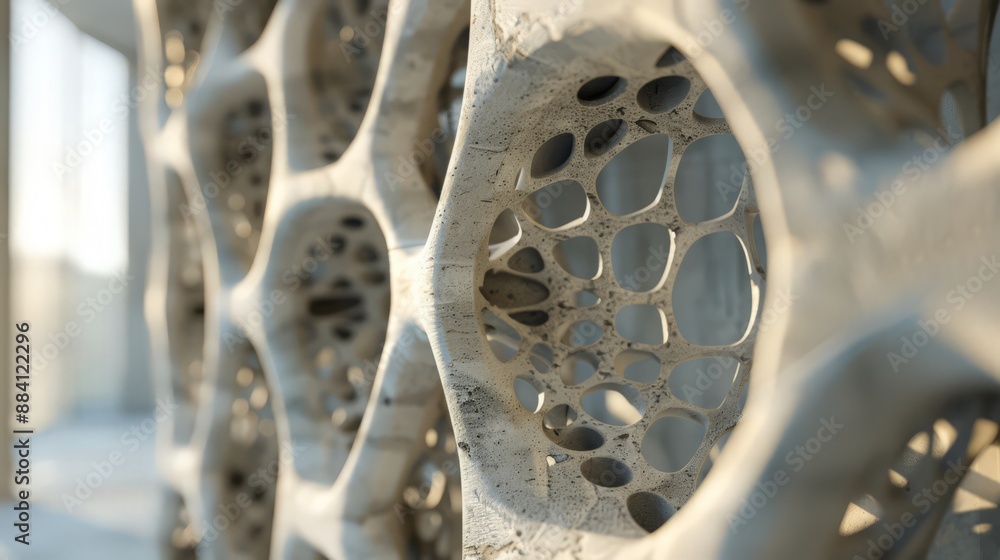 Poster capture the intricate details of 3d printing technology shaping concrete for architectural elements 