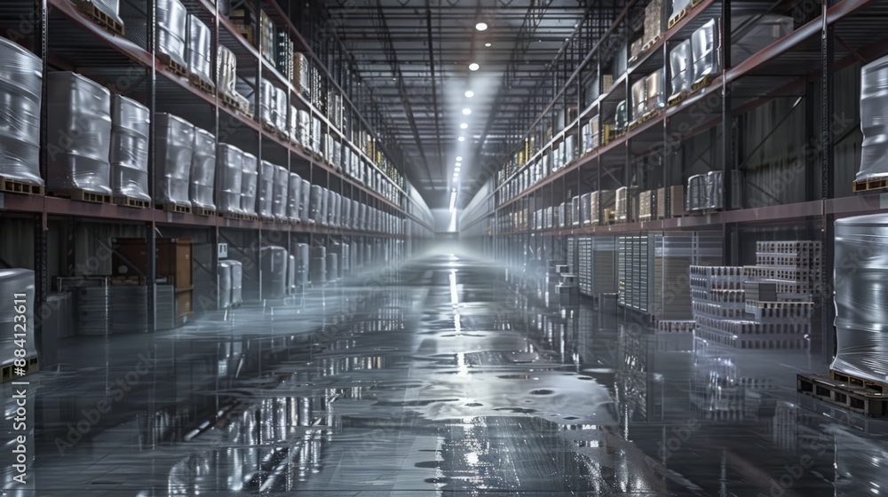 Poster capture the sense of scale and volume in warehouse spaces, emphasizing the enormity of storage capac