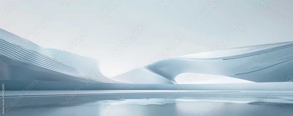 Aufkleber futuristic white parametric architecture with smooth curves and reflective surfaces
