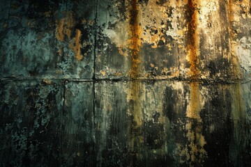 Fototapeta premium Aged wall covered in chipped paint and rust spots, Grunge Texture Background, Ai generated