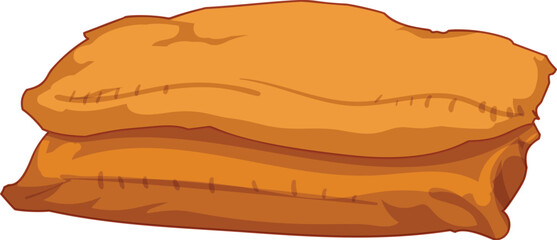 Two full burlap sacks are laying on top of each other, isolated on a white background